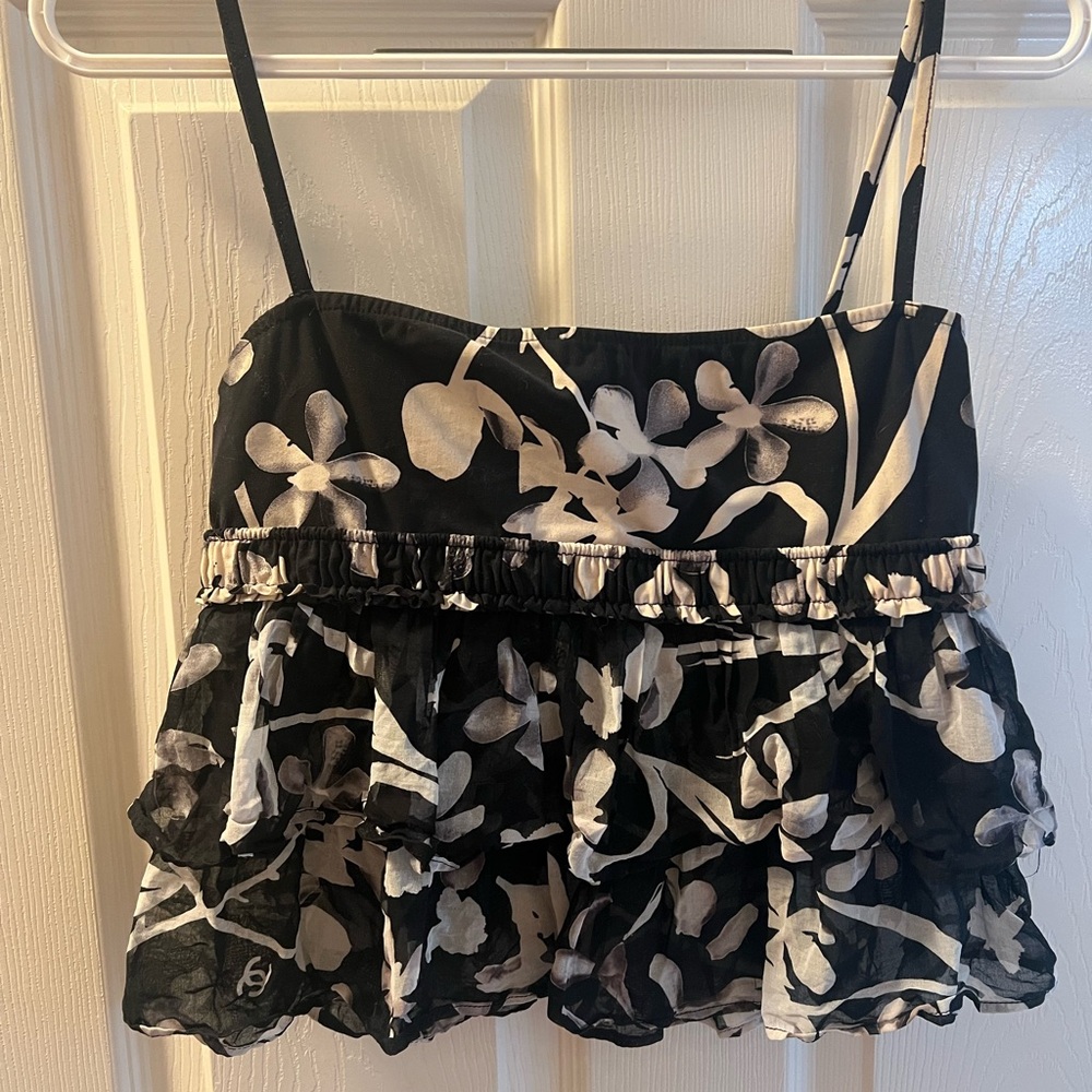 CHANEL floral printed top